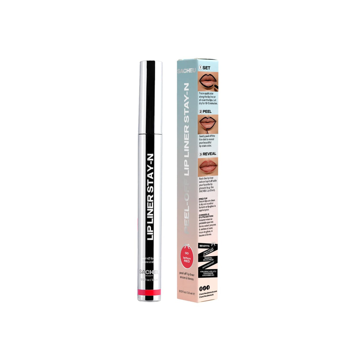 Sacheu Lip Liner STAY-N Peel Off Lip Stain — Long Lasting Matte Lip Tattoo Transfer Proof Lipstain Infused with Hyaluronic Acid & Vitamin E for All Skin Types — Vegan & Cruelty-Free, p-INKED