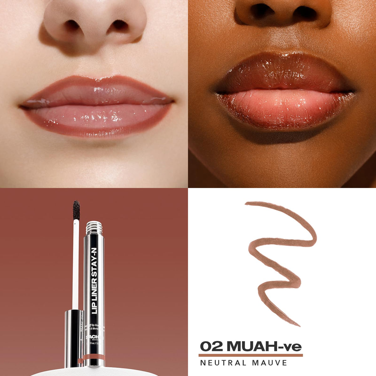 Sacheu Lip Liner STAY-N Peel Off Lip Stain — Long Lasting Matte Lip Tattoo Transfer Proof Lipstain Infused with Hyaluronic Acid & Vitamin E for All Skin Types — Vegan & Cruelty-Free, p-INKED