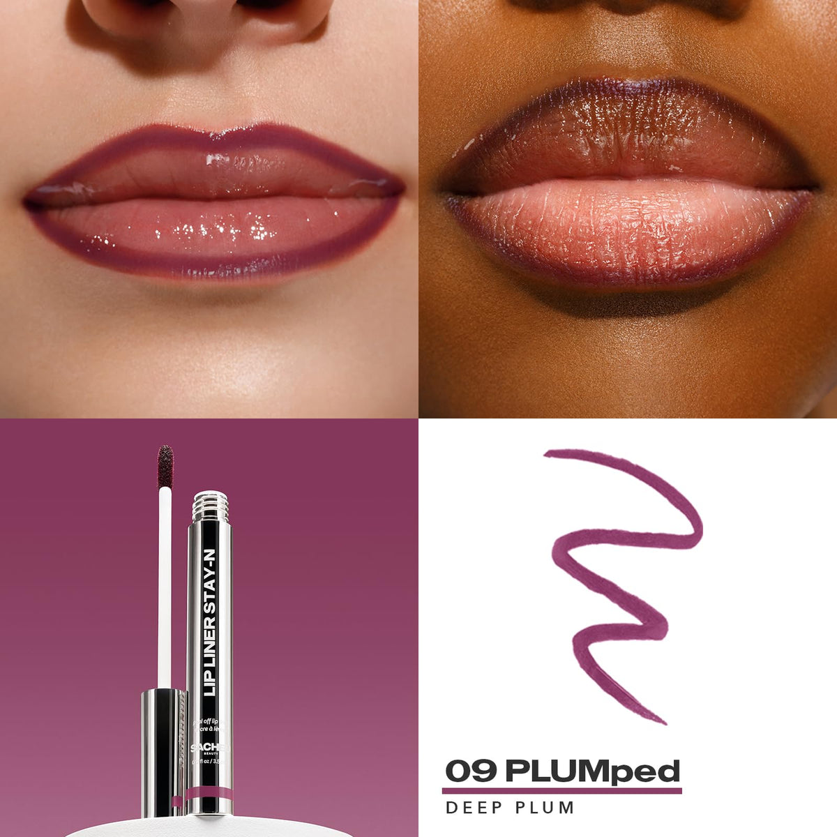 Sacheu Lip Liner STAY-N Peel Off Lip Stain — Long Lasting Matte Lip Tattoo Transfer Proof Lipstain Infused with Hyaluronic Acid & Vitamin E for All Skin Types — Vegan & Cruelty-Free, p-INKED