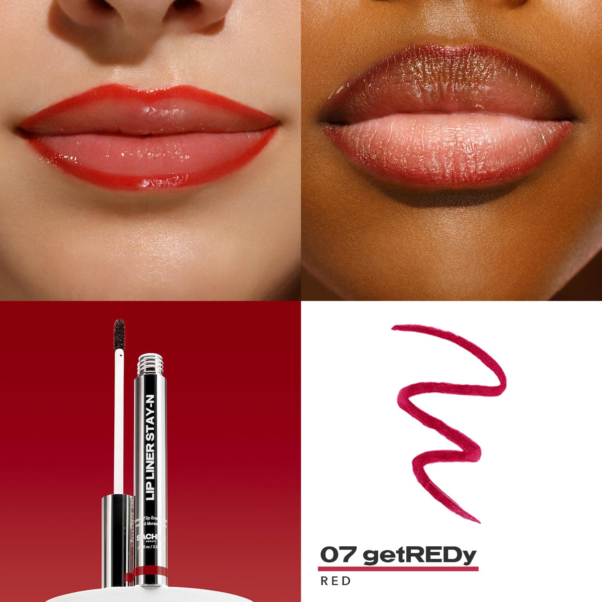 Sacheu Lip Liner STAY-N Peel Off Lip Stain — Long Lasting Matte Lip Tattoo Transfer Proof Lipstain Infused with Hyaluronic Acid & Vitamin E for All Skin Types — Vegan & Cruelty-Free, p-INKED