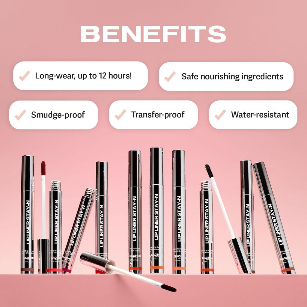 Sacheu Lip Liner STAY-N Peel Off Lip Stain — Long Lasting Matte Lip Tattoo Transfer Proof Lipstain Infused with Hyaluronic Acid & Vitamin E for All Skin Types — Vegan & Cruelty-Free, p-INKED