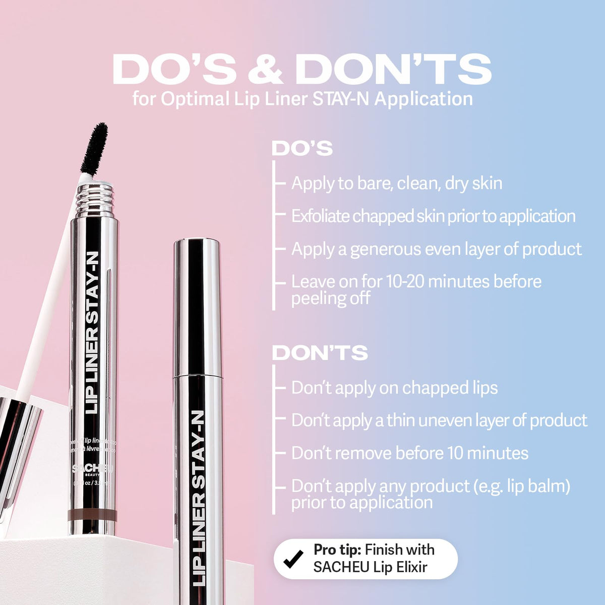 Sacheu Lip Liner STAY-N Peel Off Lip Stain — Long Lasting Matte Lip Tattoo Transfer Proof Lipstain Infused with Hyaluronic Acid & Vitamin E for All Skin Types — Vegan & Cruelty-Free, p-INKED