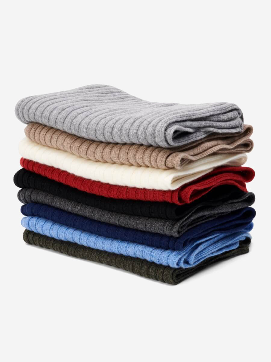 Napoli Cashmere Ribbed Scarf — Navy