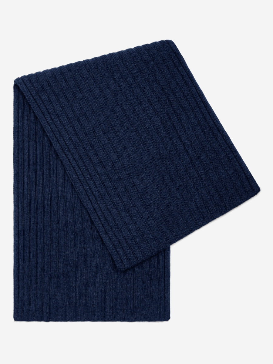 Napoli Cashmere Ribbed Scarf — Navy