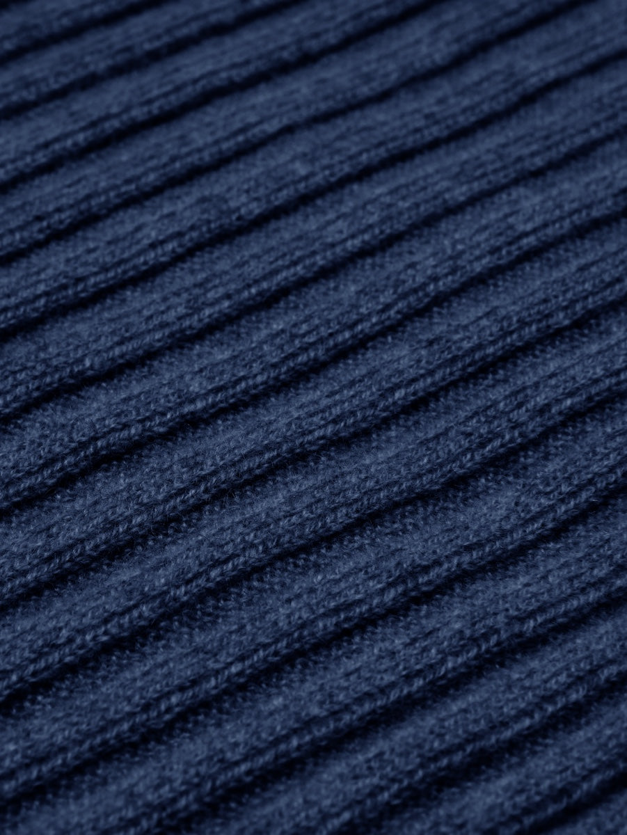 Napoli Cashmere Ribbed Scarf — Navy
