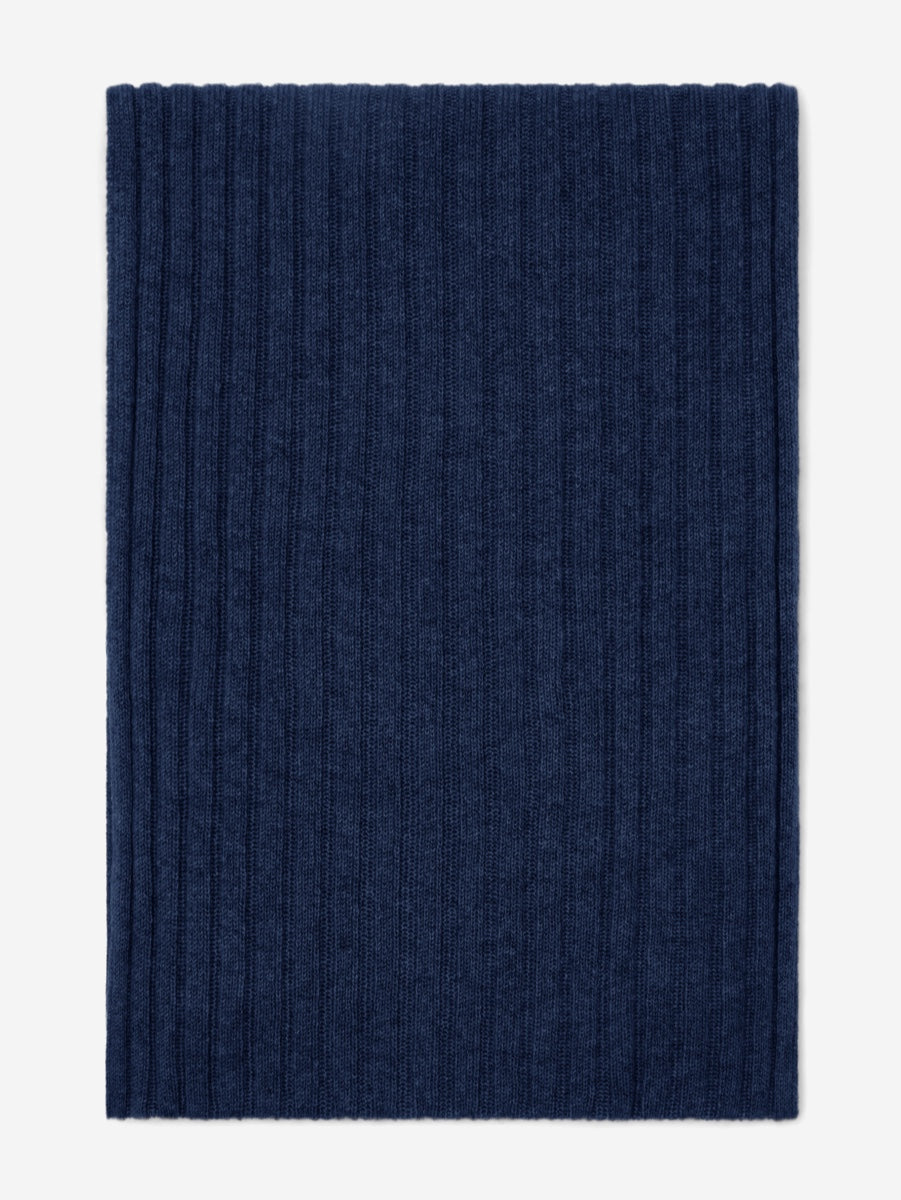 Napoli Cashmere Ribbed Scarf — Navy