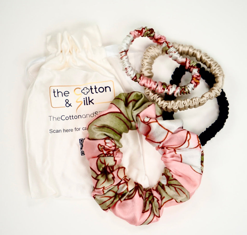 Hair scrunchies mix (100% 6A mulberry silk -22 Momme)