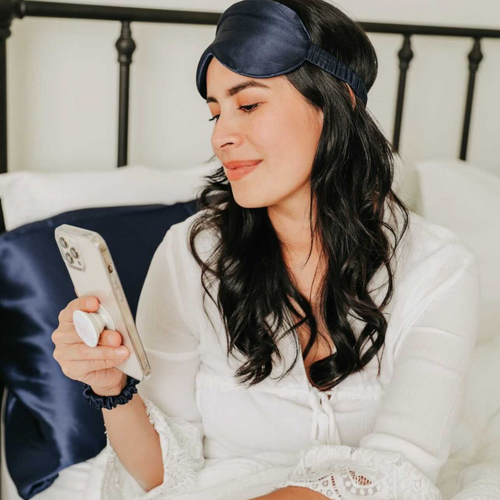 Blissful Sleep Silk Eye Mask — Navy