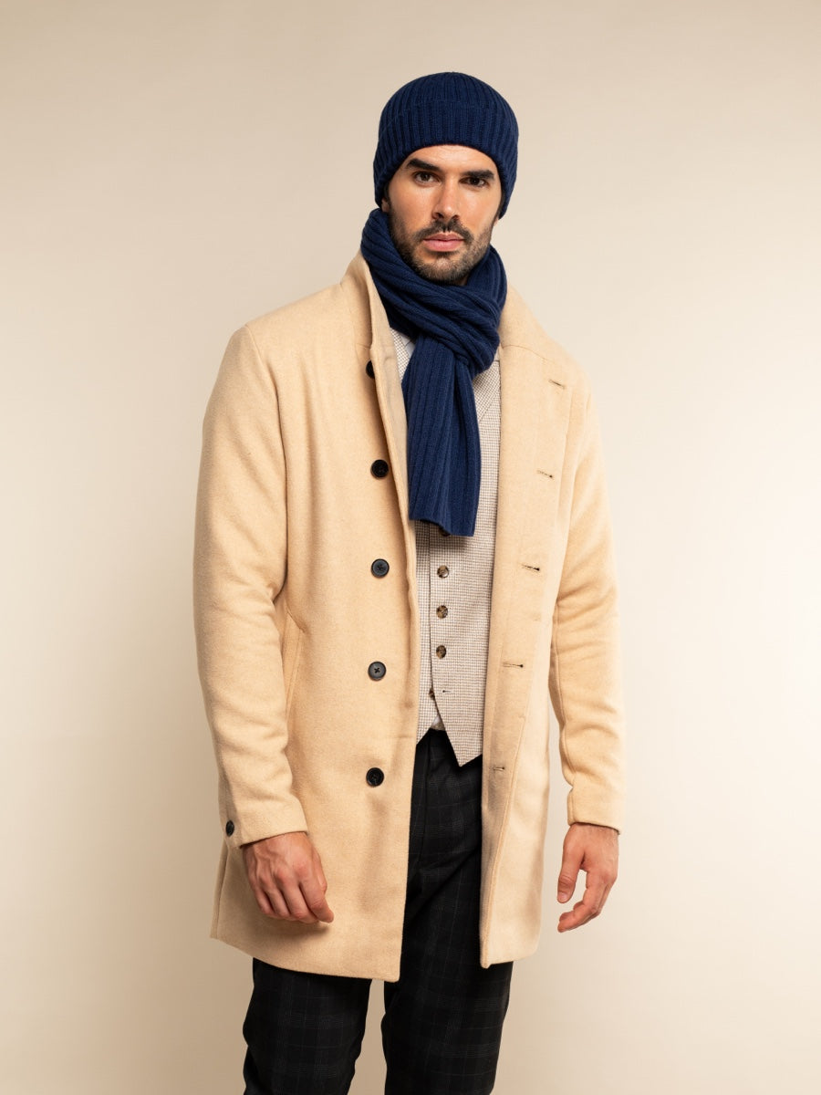 Napoli Cashmere Ribbed Scarf — Navy