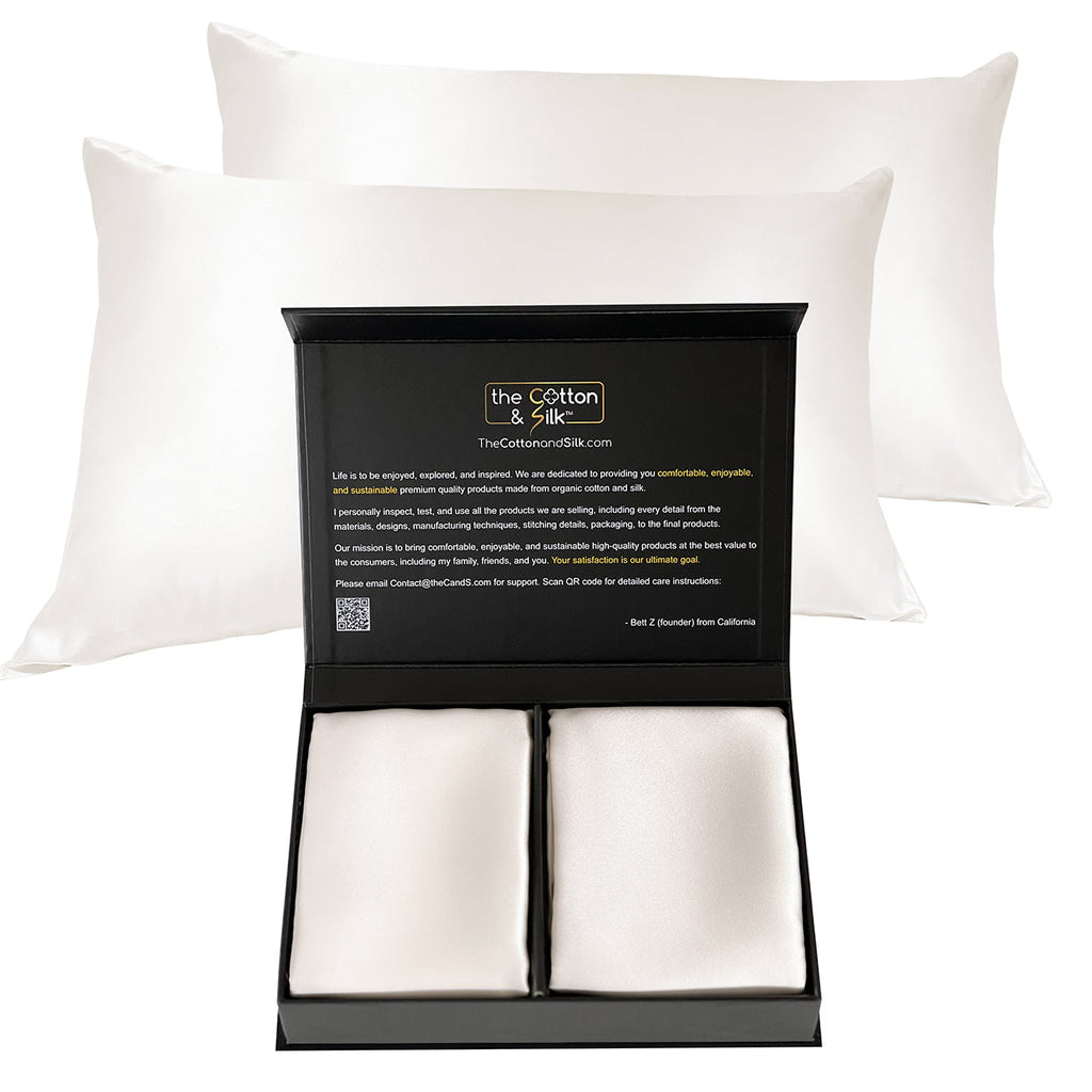 Mulberry Silk Pillowcase Pair — Cream