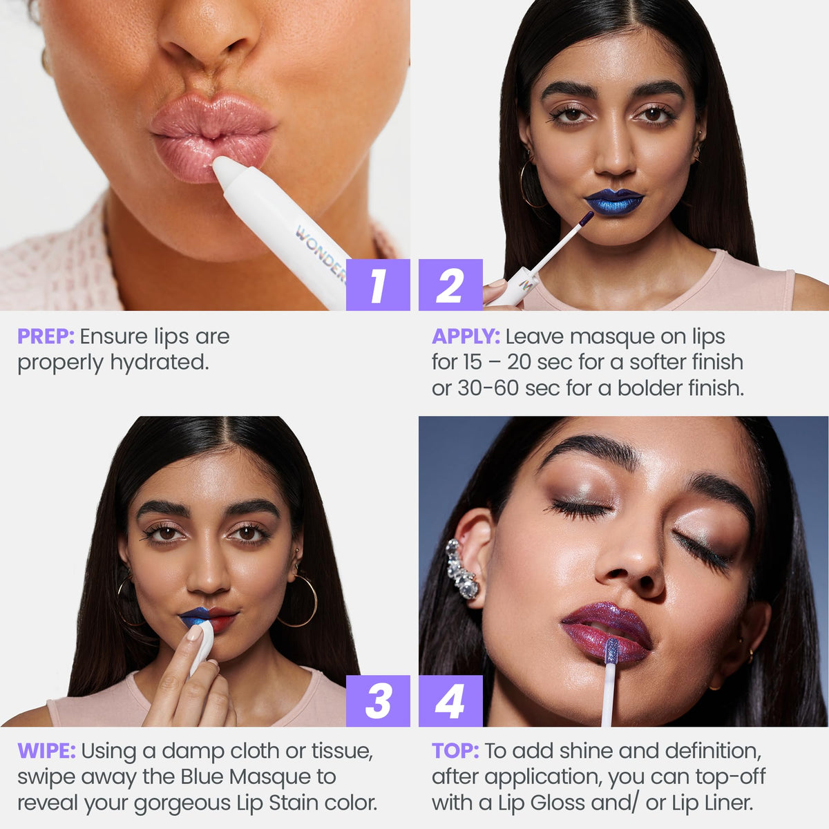 Wonderskin Wonder Blading All Day Lip Stain Peel Off Masque - Long Lasting, Waterproof and Transfer Proof Nude Lip Tint, Matte Finish Peel Off Lip Stain (Whimsical Masque)